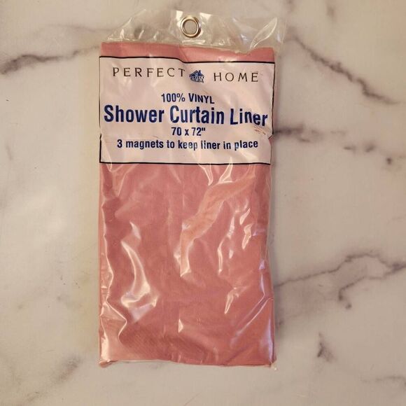 Perfect home 70x72 pink 100% vinyl shower curtain new in package - Picture 1 of 3